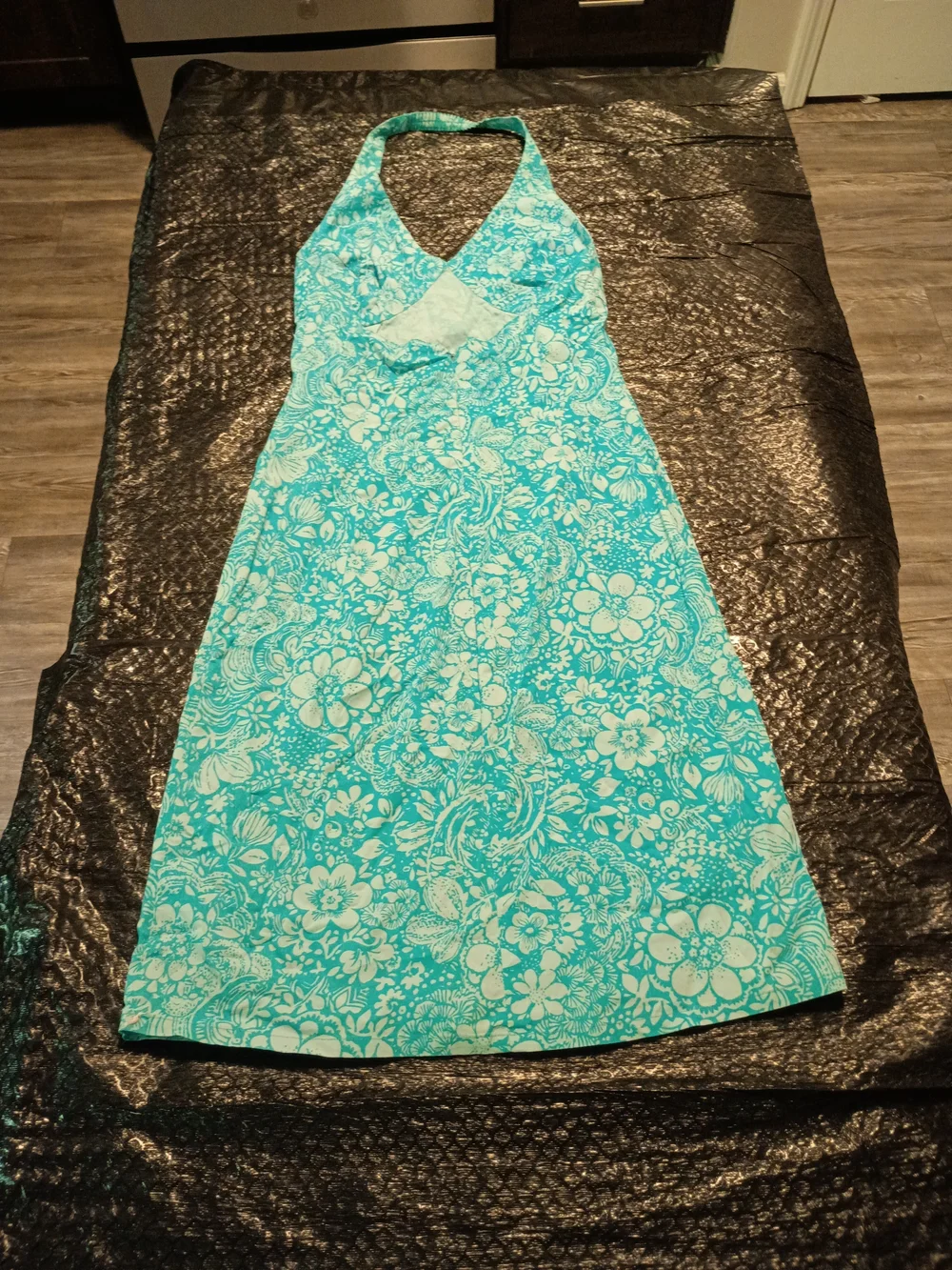 The Limited Turquoise & White Floral Halter Maxi Dress